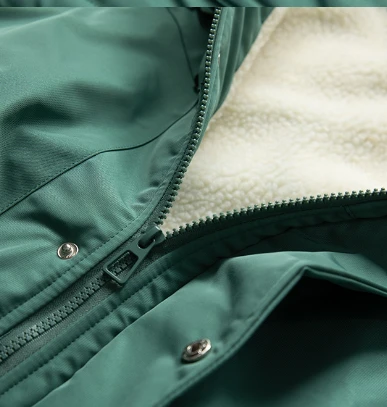 Green sherpa lined jacket zip