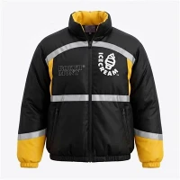 Chaqueta de esquí acolchada con bloques de color amarillo negro